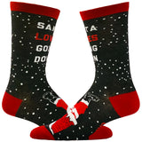 Men's Santa Loves Going Down Socks Funny Christmas Party Chimney Sexual Innuendo Novelty Footwear