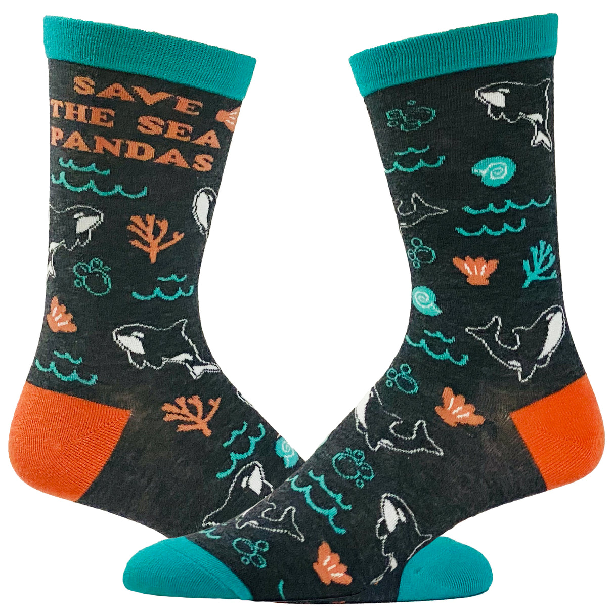 Women's Save The Sea Pandas Socks Funny Orca Save The Whales Killer Whale Novelty Footwear