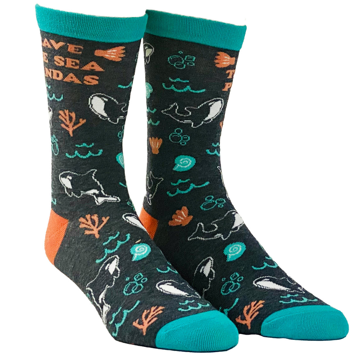 Women's Save The Sea Pandas Socks Funny Orca Save The Whales Killer Whale Novelty Footwear