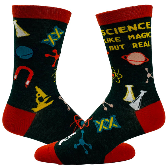 Women's Science Like Magic But Real Socks Funny Nerdy Chemistry Sarcastic Graphic Footwear