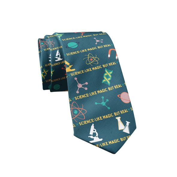 Science Like Magic But Real Necktie Funny Science Teacher Nerdy Graphic Tie