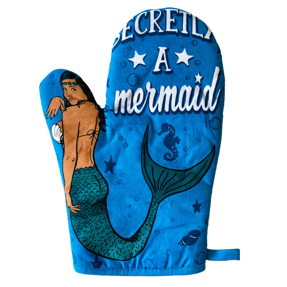 Secretly A Mermaid Oven Mitt Funny Sea Ocean Princess Novelty Kitchen Glove