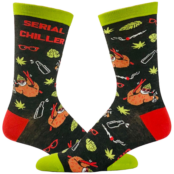 Men's Serial Chiller Socks Funny 420 Weed Cool Sloth Novelty Footwear