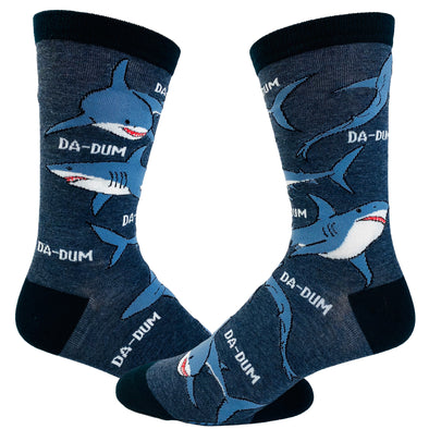 Men's Shark Da-Dum Socks Funny Shark Movie Theme Song Ocean Beach Vaction Footwear