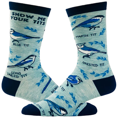Men's Show Me Your Tits Socks Funny Bird Watching Novelty Sarcastic Footwear