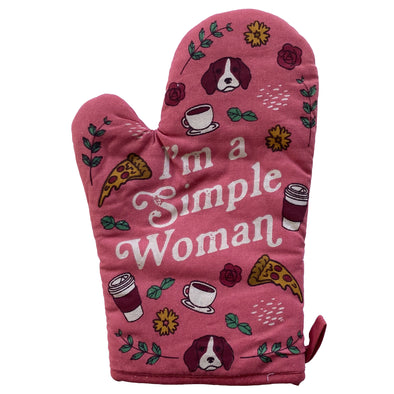 I'm A Simple Woman Oven Mitt Funny Coffee Dog Lover Pizza Cute Novelty Kitchen Glove