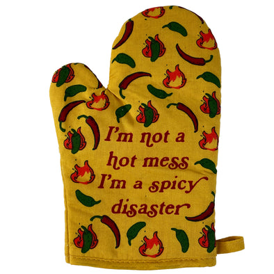 I'm Not A Hot Mess I'm A Spicy Disaster Oven Mitt Funny Chili Peppers Heat Graphic Novelty Kitchen Glove