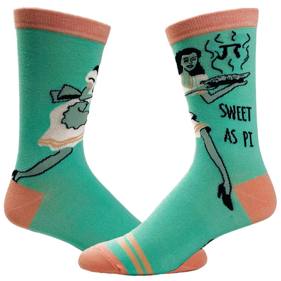 Women's Sweet As Pi Socks Funny Math Nerd 3.14 Novelty Dessert Kitchen Graphic Footwear