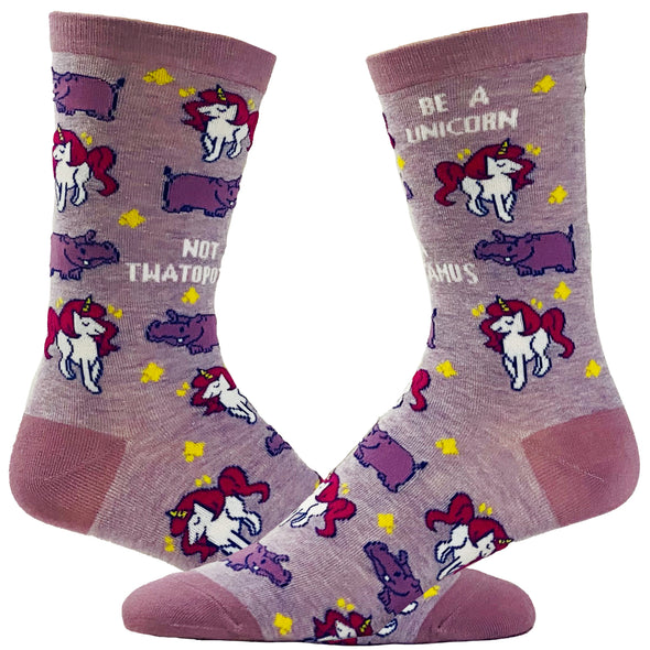 Women's Be A Unicorn Not A Twatopotamus Socks Funny Hippopotamus Sarcastic Insult Novelty Footwear