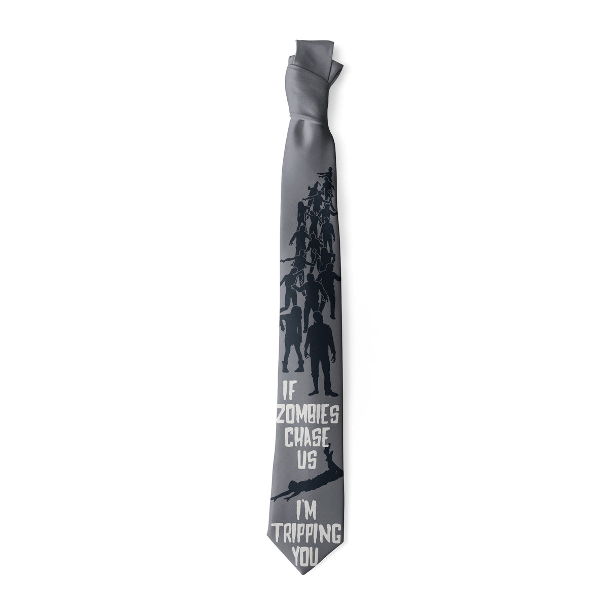 If Zombies Chase Us I'm Tripping You Necktie Funny Neckties for Men Halloween Tie Mens Novelty Neckties