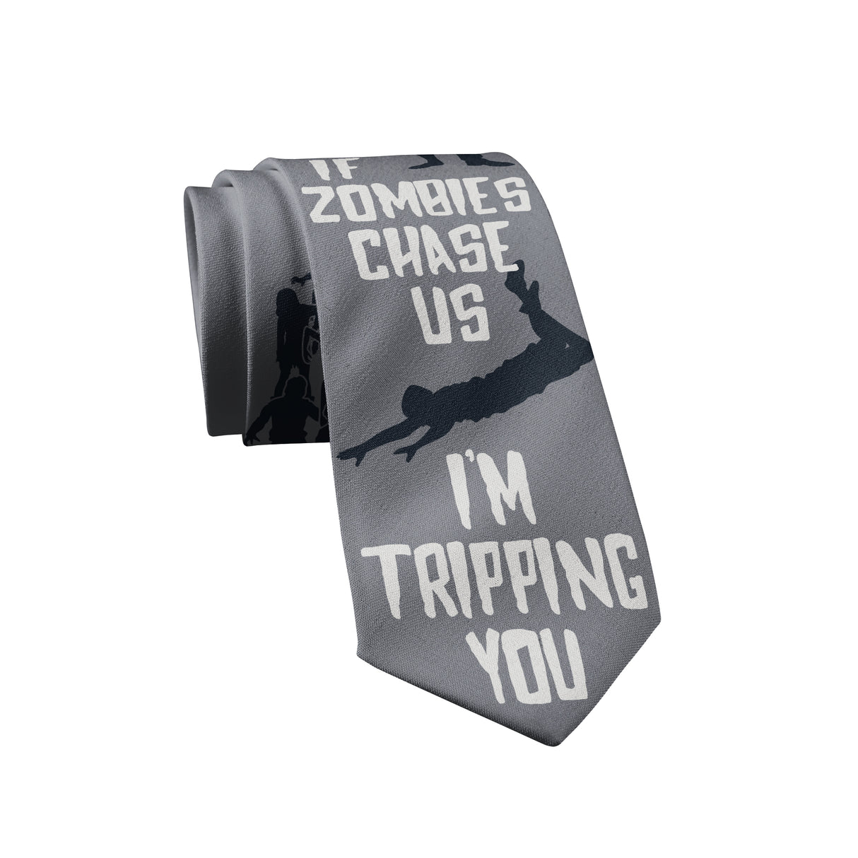 If Zombies Chase Us I'm Tripping You Necktie Funny Neckties for Men Halloween Tie Mens Novelty Neckties