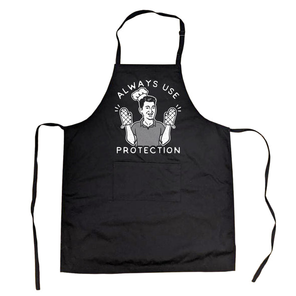 Always Use Protection Cookout Apron Funny Sarcastic Sexual Innuendo Kitchen Smock
