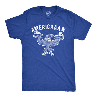 Mens Americaaaw Tshirt Funny 4th Of July Merica Bald Eagle Beer Drinking Graphic Party Tee
