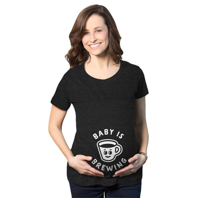 Maternity Baby Is Brewing Tshirt Funny Pregnancy Coffee Lover Announcement Graphic Tee