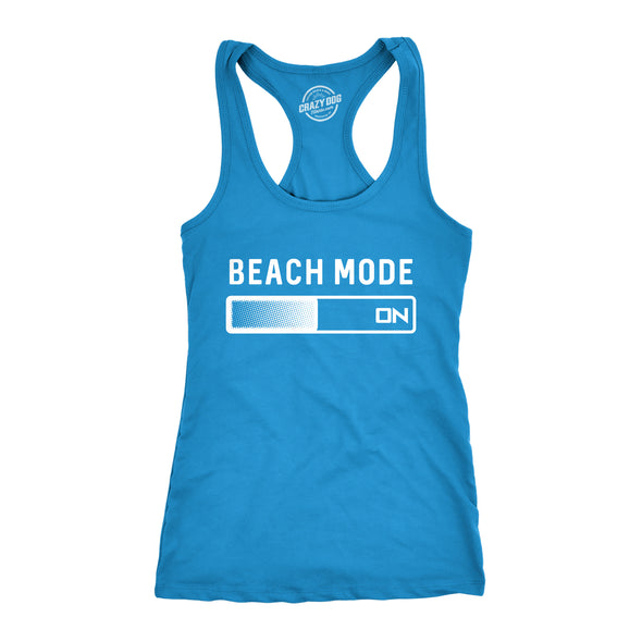 Womens Beach Mode Fitness Tank Funny Vacation Holiday Travel Summer Graphic Novelty Tanktop