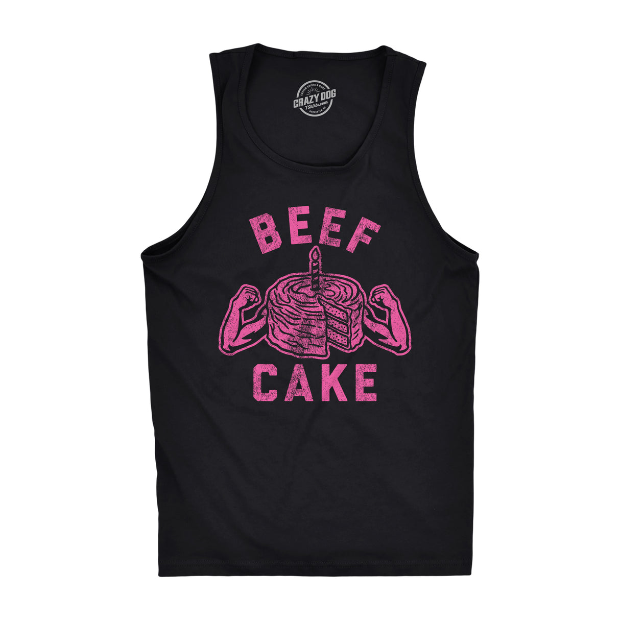 Mens Beef Cake Tanktop Funny Fitness Working Out Gym Trainer Graphic Tank Top
