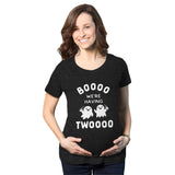 Maternity Boo We're Having Two Tshirt Funny Pregnancy Twins Announcement Halloween Tee