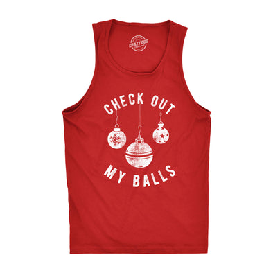 Mens Check Out My Balls Fitness Tank Funny Christmas Tree Ornaments Sexual Innuendo Tanktop