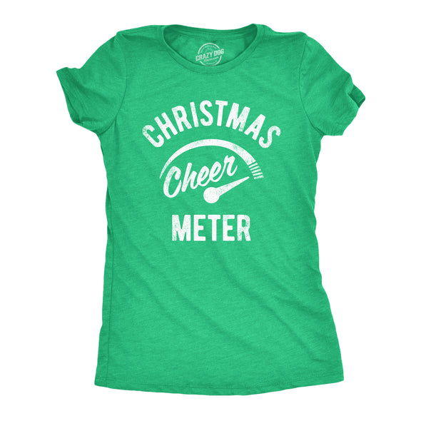 Womens Christmas Cheer Meter Tshirt Funny Holiday Xmas Party Graphic Tee