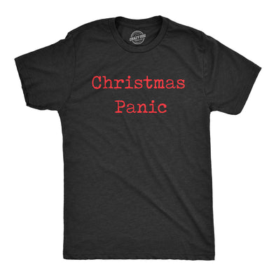 Mens Christmas Panic Tshirt Funny Holiday Party Anxiety Graphic Tee