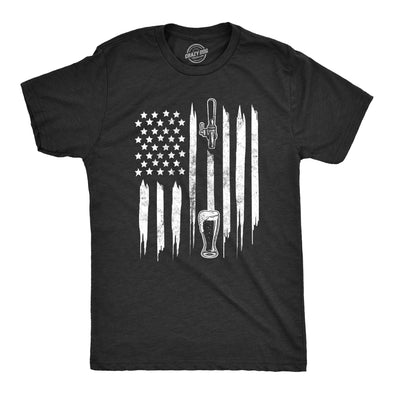 Mens Craft Beer American Flag Tshirt Cool Beer Lover Bar 4th Of July USA Graphic Tee