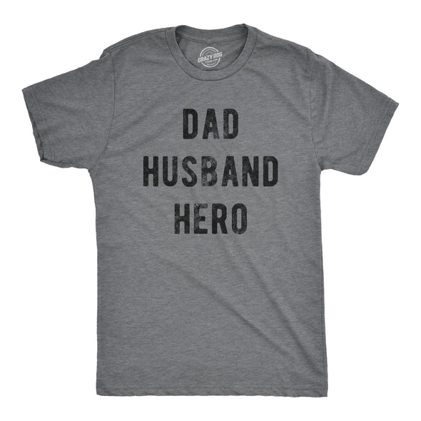 Mens Dad Husband Hero Tshirt Funny Fathers Day Gift For Papa Awesome Pop Graphic Tee