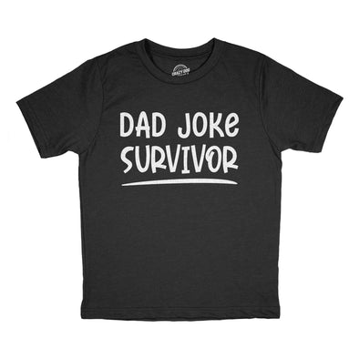 Youth Dad Joke Survivor Tshirt Funny Fathers Day Son Daughter Hilarious Graphic Novelty Tee