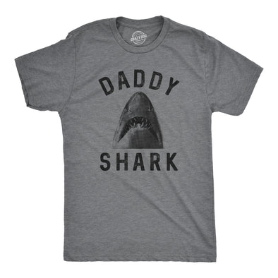 Mens Daddy Shark Tshirt Funny Shark Face Chomp Jaws Fathers Day Graphic Tee