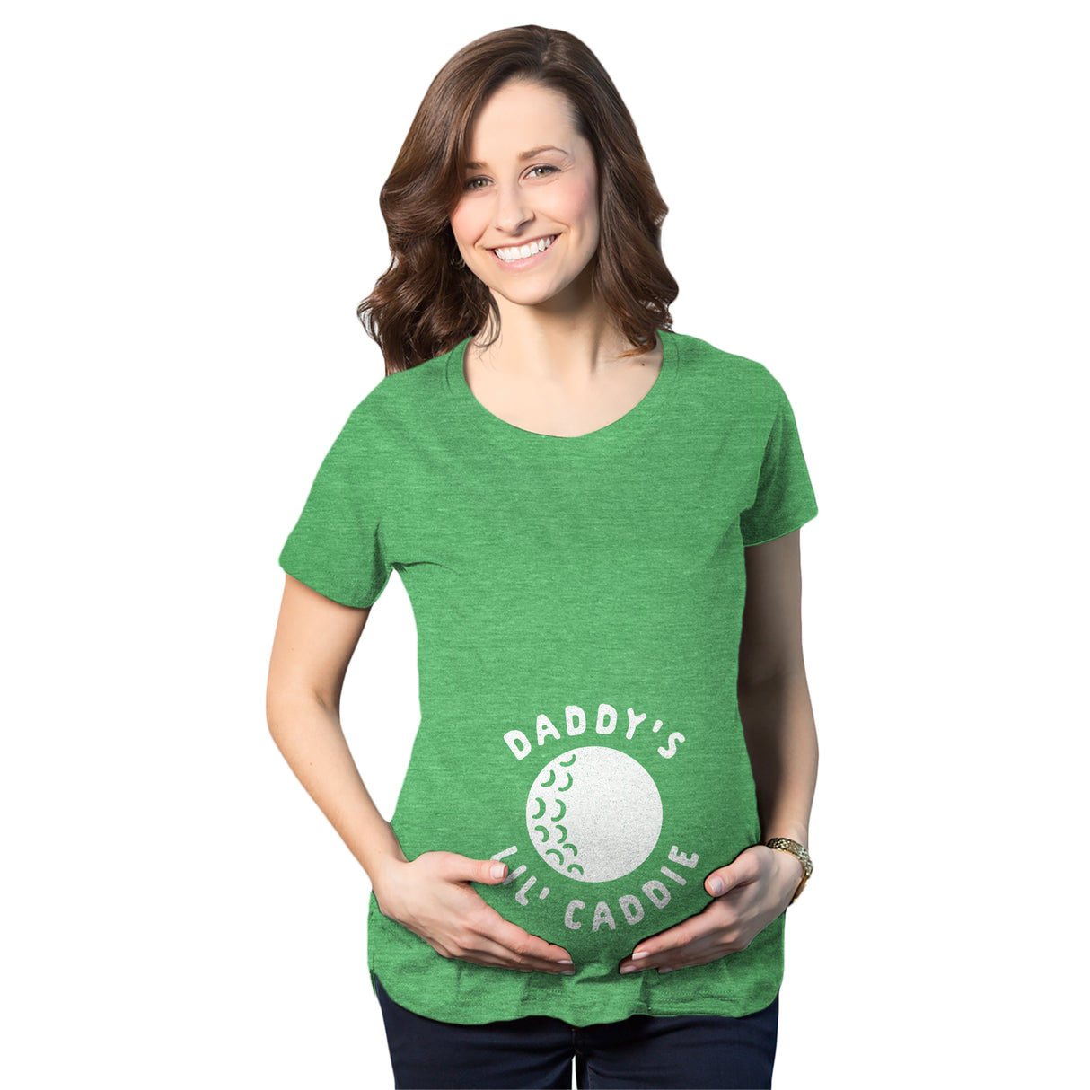 Maternity Daddy's Lil' Caddie Tshirt Funny Golf Lover Baby Announcement Graphic Tee