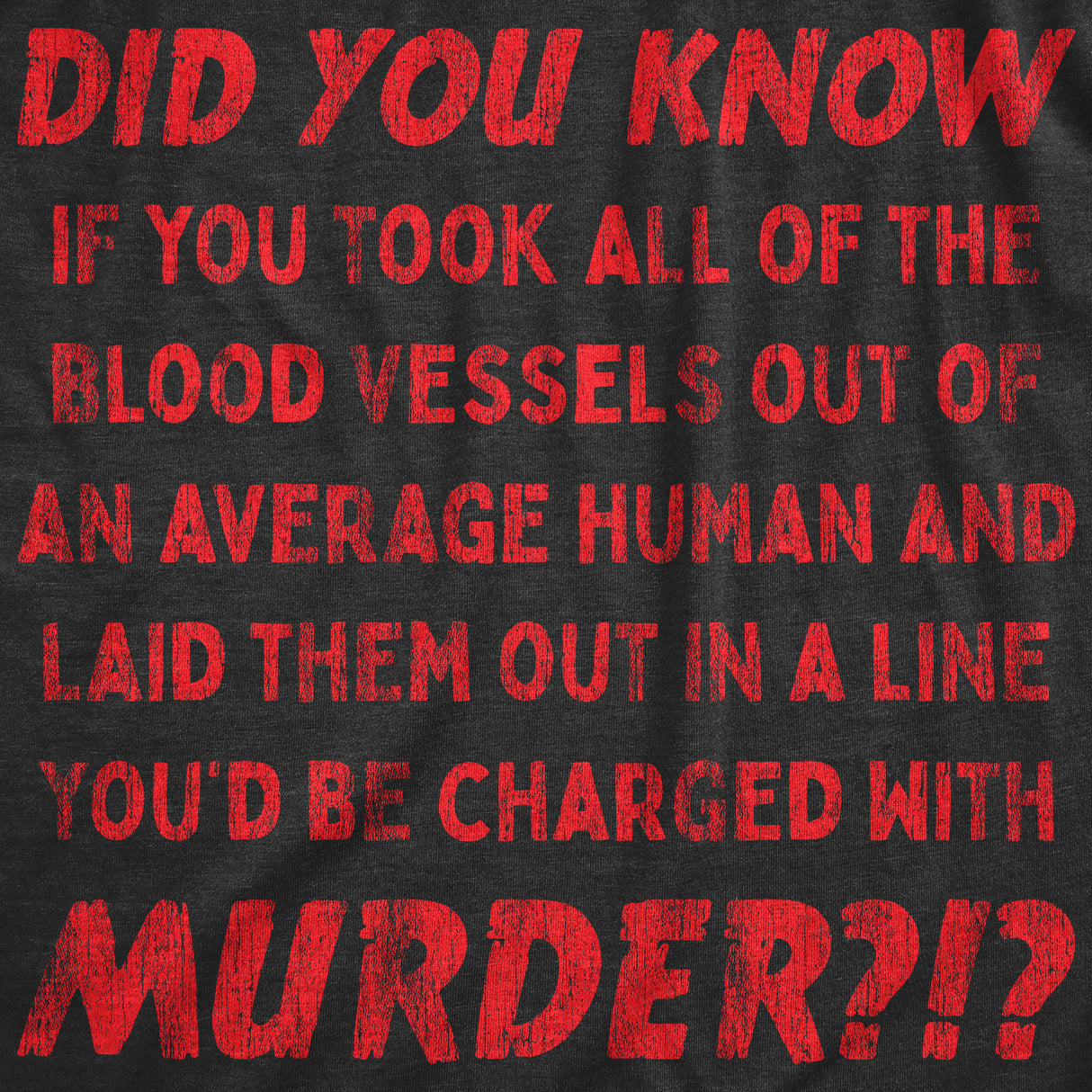 Womens If You Took All Of The Blood Vessels Out Of A Human You'd Be Charged With Murder Tshirt