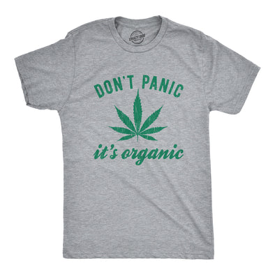 Mens Dont Panic Its Organic Weed T shirt Funny Marijuana 420 Graphic Novelty Tee