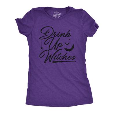 Womens Drink Up Witches Tshirt Funny Halloween Party Beer Wine Lover Graphic Tee