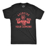 Mens Exercise Your Demons Tshirt Funny Halloween Fitness Workout Devil Graphic Tee
