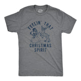 Mens Feelin' That Christmas Spirit T Shirt Funny Reindeer Snowman Party Graphic Tee