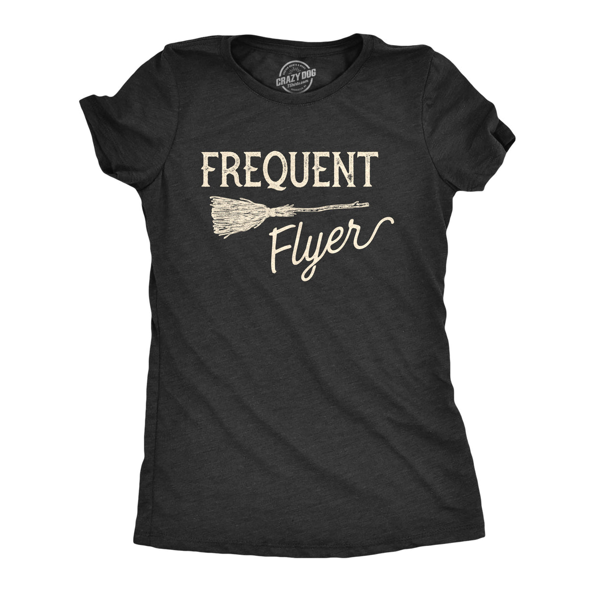 Womens Frequent Flyer Tshirt Funny Halloween Witch Broomstick Novelty Tee