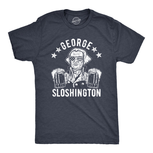 Mens George Sloshington Tshirt Funny 4th Of July Beer Drinking Patriotic Graphic Tee