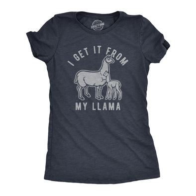 Womens I Get It From My Llama Tshirt Funny Alpaca Mom Mothers Day Graphic Novelty Tee