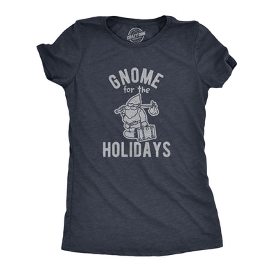 Womens Gnome For The Holidays Tshirt Funny Christmas Party Family Graphic Tee