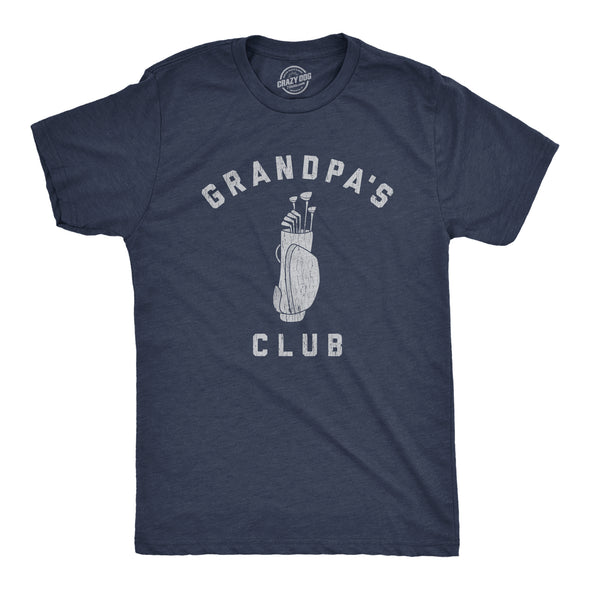 Mens Grandpa's Club Tshirt Funny Grandfather Golf Lover Gift For Gramps Novelty Tee