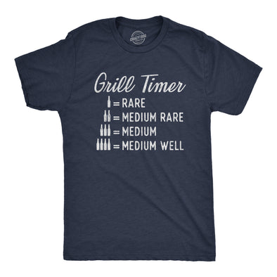 Mens Beer Grill Timer T shirt Funny Backyard BBQ Summer Graphic Novelty Tee