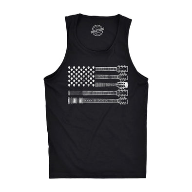 Mens Fitness Tank Guitar Flag Tanktop Cool Rock And Roll 4th of July Musician Flag Shirt