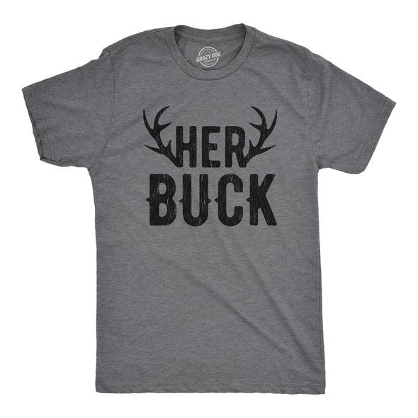 Mens Her Buck T shirt Funny Deer Hunting Couples Relationship Gift for Hunters