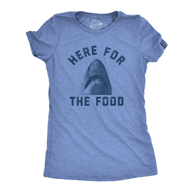 Womens Here For The Food Tshirt Funny Shark Novelty Great White Graphic Tee