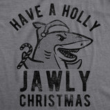 Womens Have A Holly Jawly Christmas Tshirt Funny Holiday Shark Graphic Tee