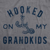 Mens Hooked On My Grandkids Tshirt Funny Fishing Grandpa Novelty Graphic Tee