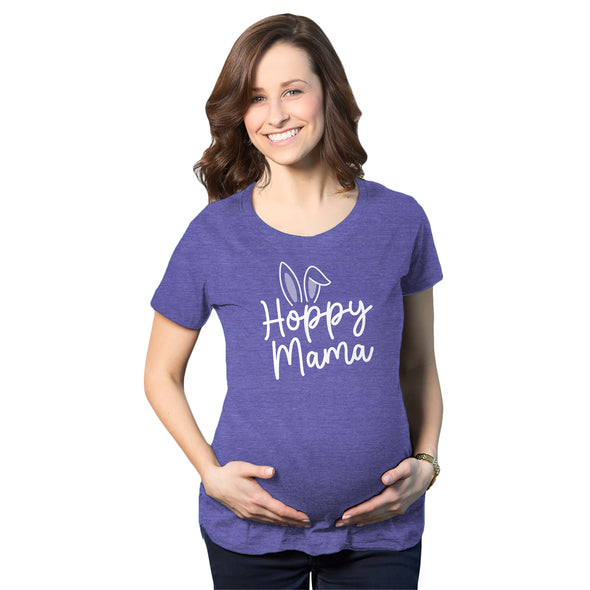 Maternity Hoppy Momma Tshirt Cute Easter Sunday Bunny Pregnancy Graphic Baby Bump Tee