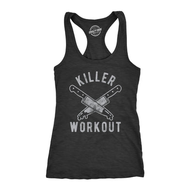 Killer Workout Womens Fitness Tank Funny Fitness Knife Sarcastic Murder Graphic Shirt