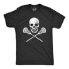 Mens Lacrosse Skull Tshirt Funny Lax Sports Skull And Crossbones Graphic Novelty Tee