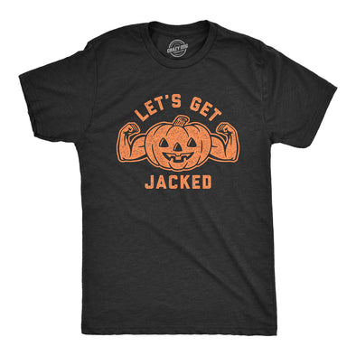 Mens Let's Get Jacked Tshirt Funny Halloween Pumpkin Jack-o-lantern Graphic Tee