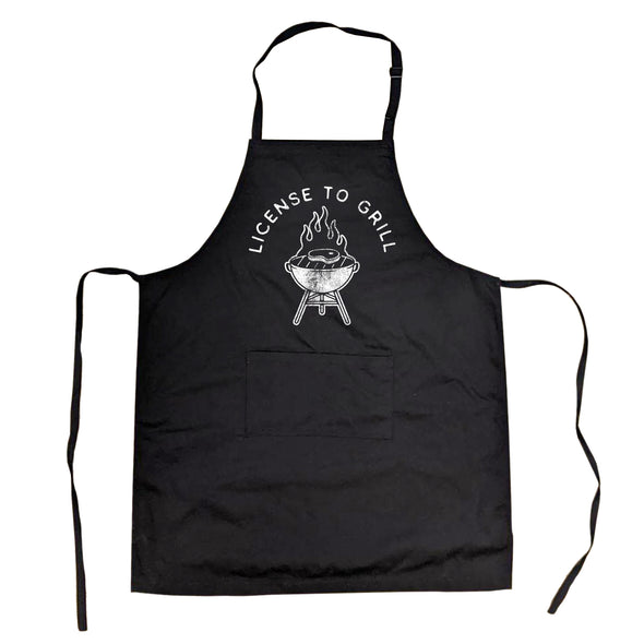 License To Grill Cookout Apron Funny Backyard BBQ Dad Father's Day Kitchen Smock